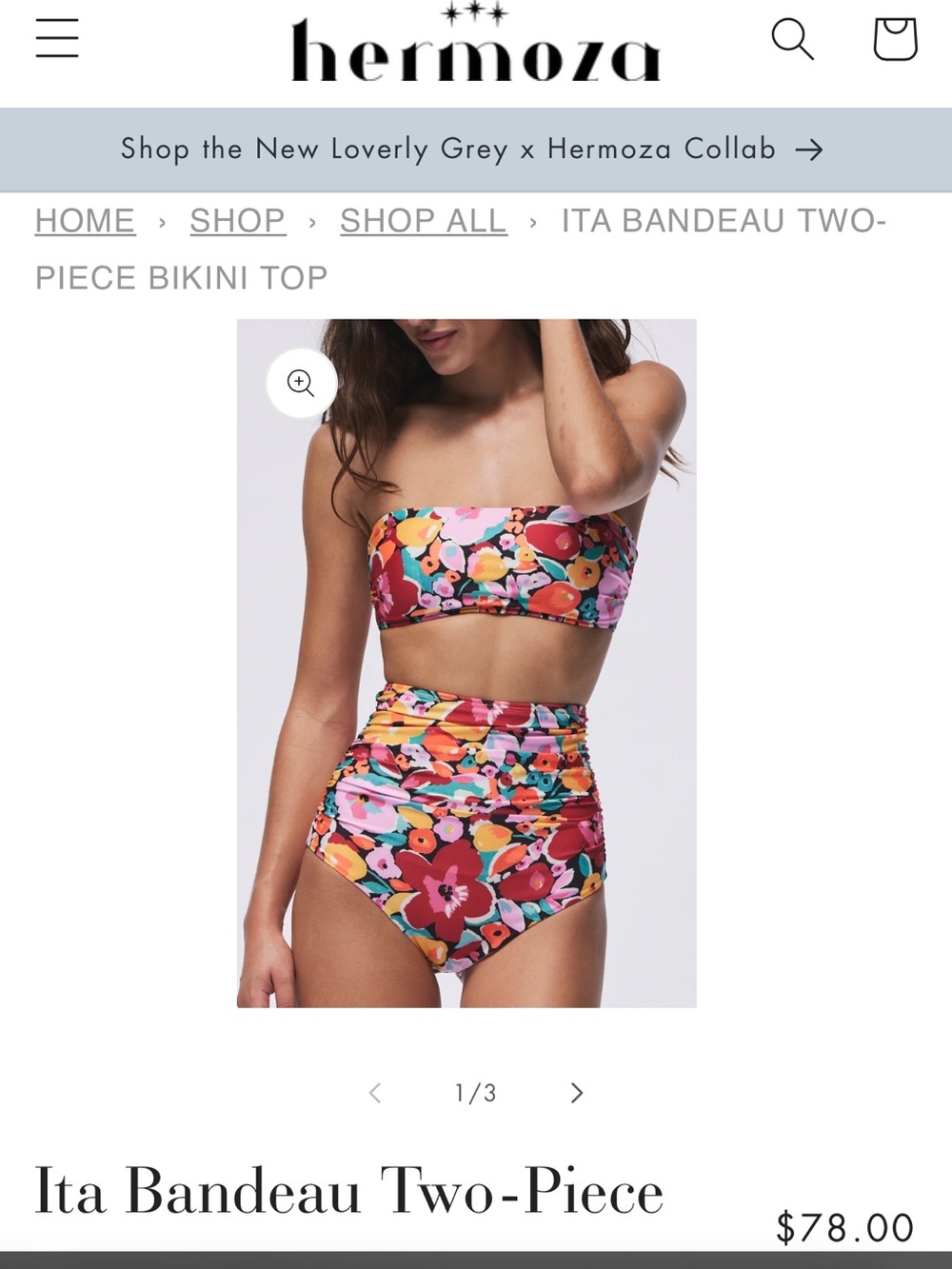 Hermoza Ita bandeau bikini top. Size 6/8